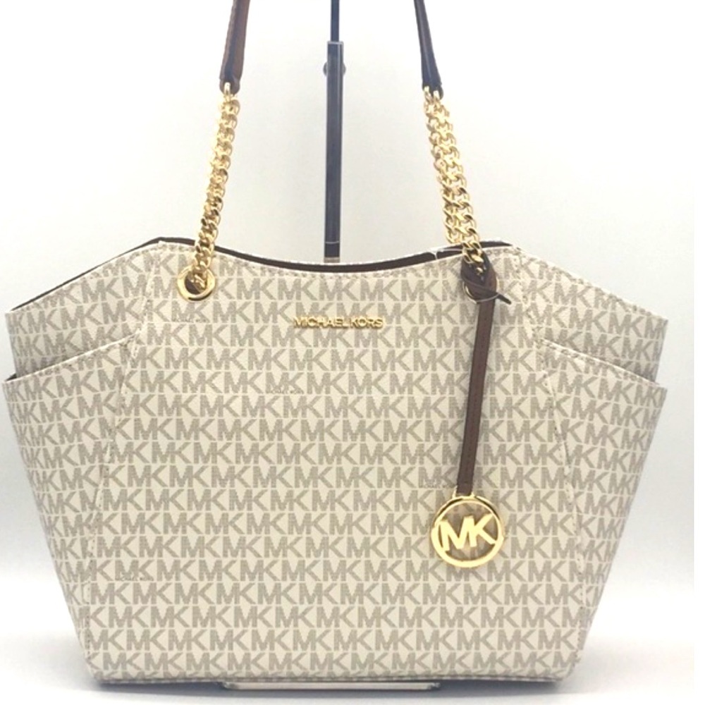 MICHAEL KORS LG CHAIN SHOULDER TOTE VANILLA - Picture 3 of 16